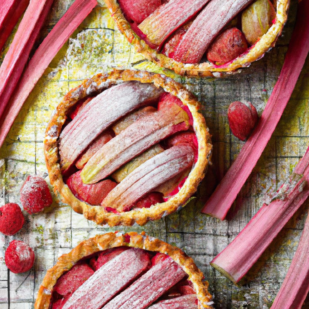 Raspberry Rhubarb Marzipan Tarts