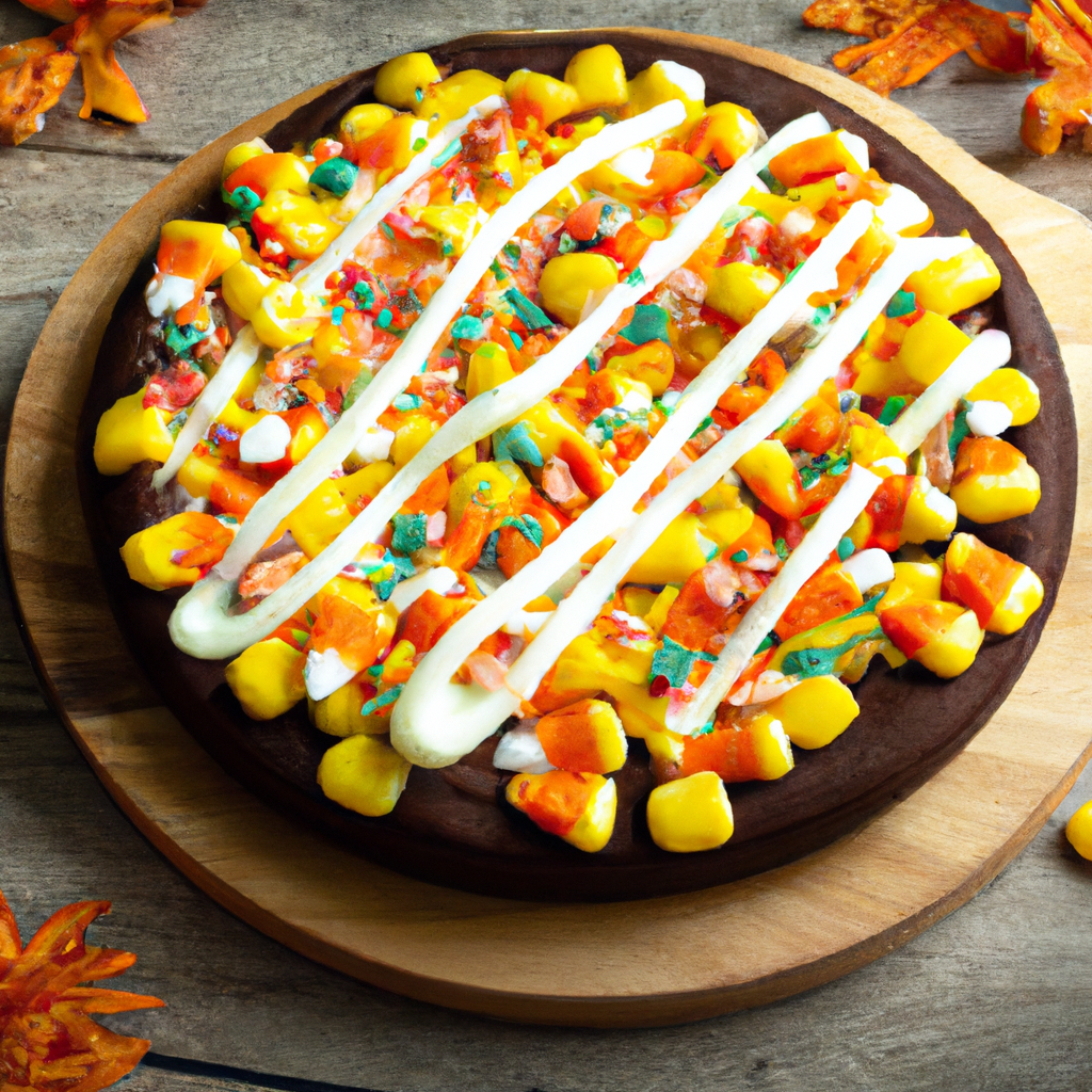 Candy Corn Brownie Pizza