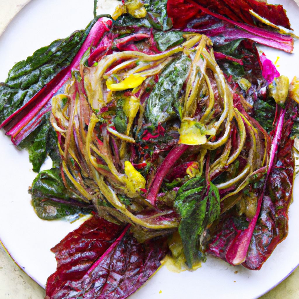 Caramelised Rainbow Chard Spaghetti
