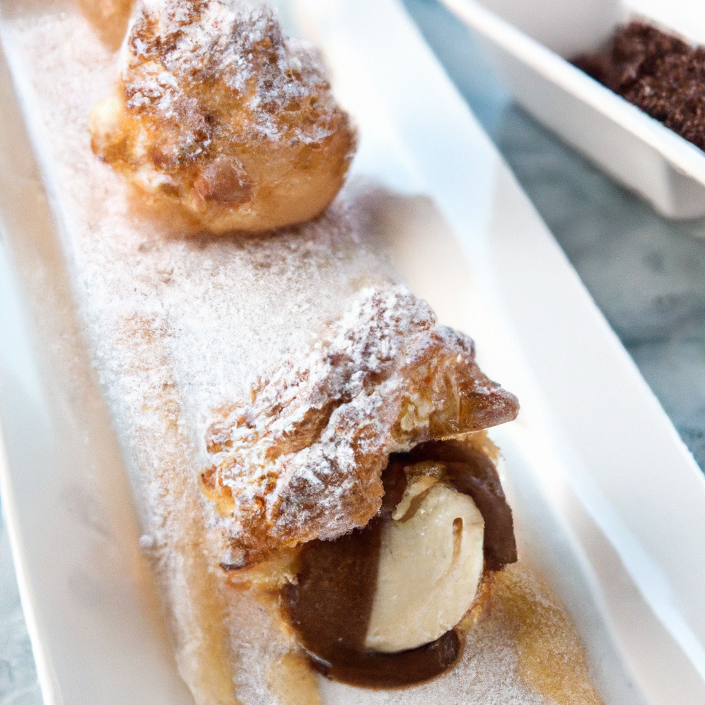 Ice Cream Puffs With Praline Sauce