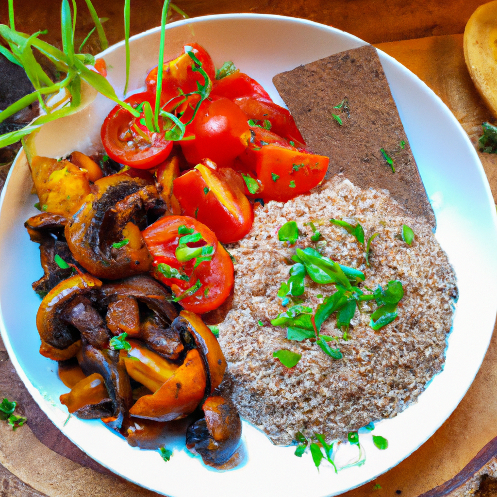 Timatim Fitfit Bet Enguday Tomato And Injera Salad With Mushrooms