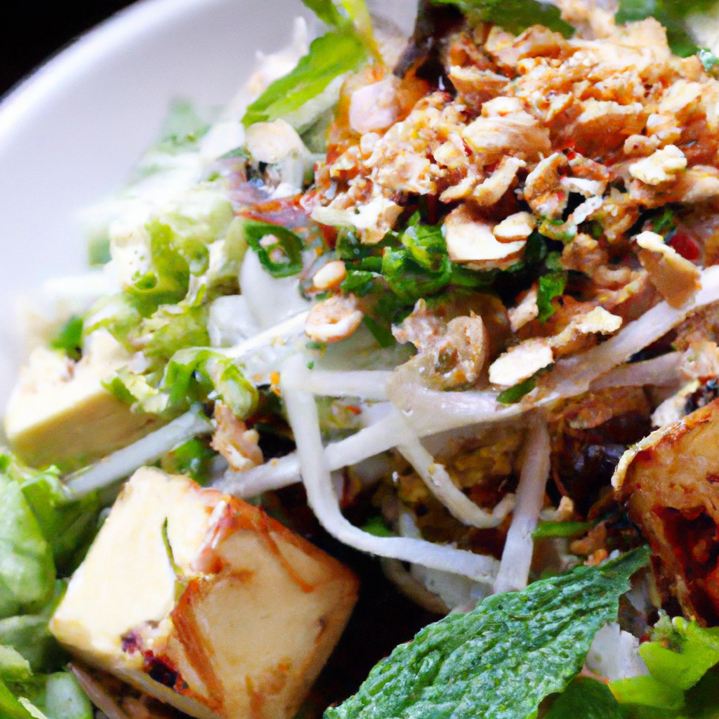 Vietnamese Bun Bo Chay Tofu Vermicelli Salad