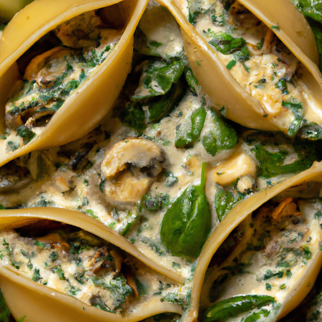 Spinach And Mushroom Stuffed Pasta Shells