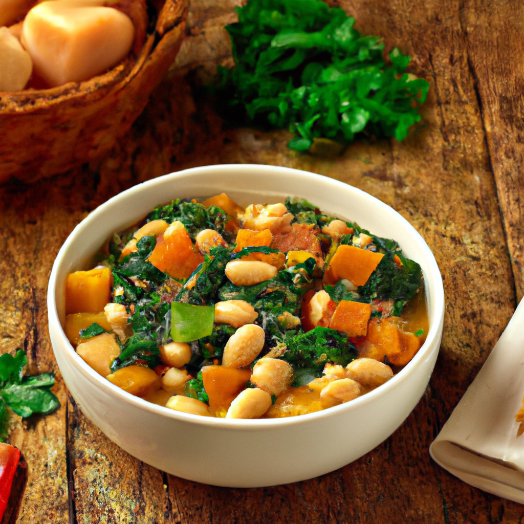 Feijão Branco Com Abóbora E Espinafre White Beans With Pumpkin And Spinach